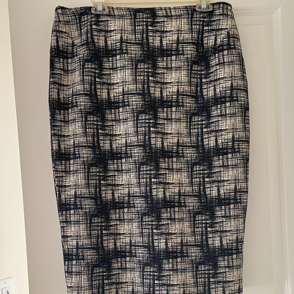 RAOUL BEAUTIFUL BLACK/WHITE MIDI SKIRT SIZE 14 NWT
